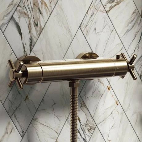 Chatsworth Antique Brass Crosshead Bottom Outlet Thermostatic Bar Shower Valve 6 Chatsworth Antique Brass Crosshead Bottom Outlet Thermostatic Bar Shower Valve - Image 4