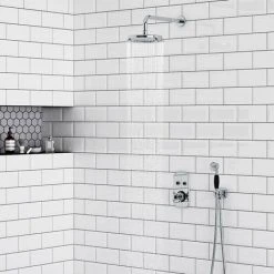 Chatsworth 1928 Black Traditional Push-Button Shower Valve Pack with Handset + Rainfall Shower Head 11 Chatsworth 1928 Black Traditional Push-Button Shower Valve Pack with Handset + Rainfall Shower Head -ShowerLux Shop CHT PB PK2 BLK d4 460