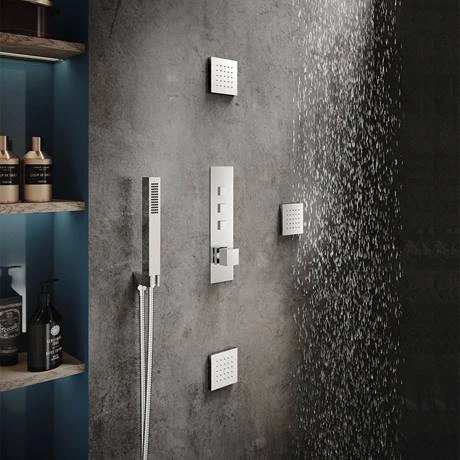Hudson Reed Ignite Square Three Outlet Push-Button Thermostatic Shower Valve Chrome - CPB3312 4 Hudson Reed Ignite Square Three Outlet Push-Button Thermostatic Shower Valve Chrome - CPB3312 - Image 2