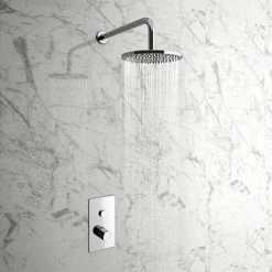 Cruze Round Concealed Push-Button Valve + Rainfall Shower Head