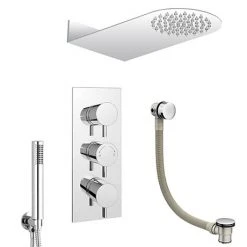 Cruze Modern Shower Package (Fixed Head, Round Handset + Overflow Bath Filler)