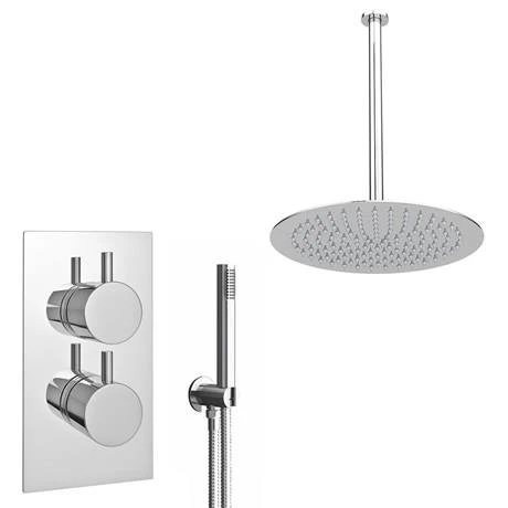 Cruze Twin Shower Valve inc. Outlet Elbow, Handset & Ultra Thin Head with Vertical Arm 4 Cruze Twin Shower Valve inc. Outlet Elbow, Handset & Ultra Thin Head with Vertical Arm - Image 2