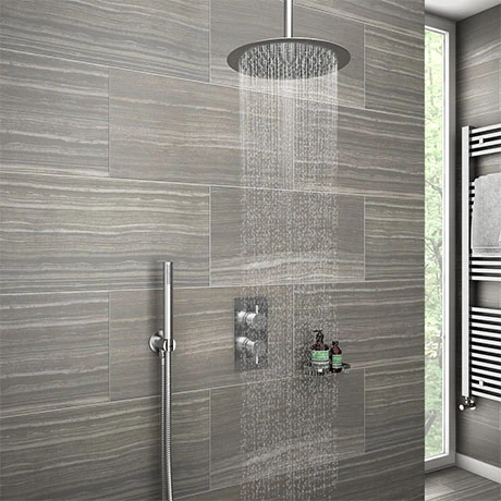 Cruze Twin Shower Valve inc. Outlet Elbow, Handset & Ultra Thin Head with Vertical Arm 3 Cruze Twin Shower Valve inc. Outlet Elbow, Handset & Ultra Thin Head with Vertical Arm