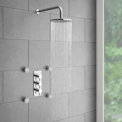 Cruze Triple Concealed Shower Valve with Fixed Shower Head + 4 Body Jets