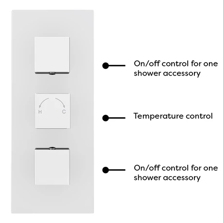 Milan Triple Square Concealed Thermostatic Shower Valve - Chrome 8 Milan Triple Square Concealed Thermostatic Shower Valve - Chrome - Image 6