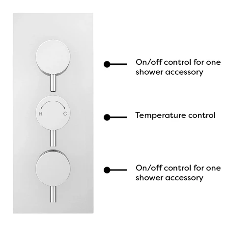 Cruze Triple Round Concealed Thermostatic Shower Valve - Chrome 8 Cruze Triple Round Concealed Thermostatic Shower Valve - Chrome - Image 6
