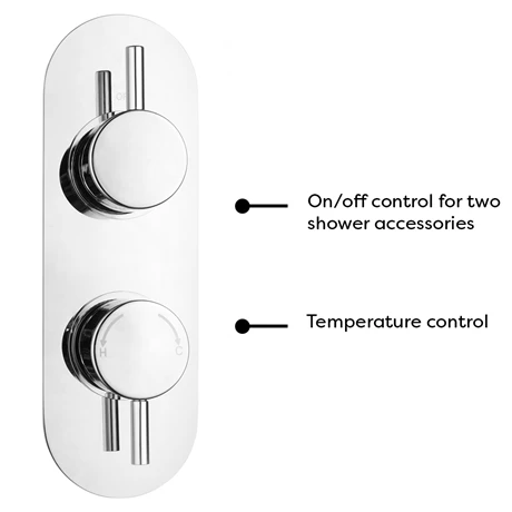 Cruze Chrome Round Twin Concealed Shower Valve w. Diverter + Oval Backplate 4 Cruze Chrome Round Twin Concealed Shower Valve w. Diverter + Oval Backplate - Image 2