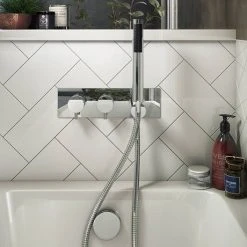 Cruze Round Wall Mounted Thermostatic Shower Valve with Handset + 300mm Fixed Shower Head -ShowerLux Shop CZSVHPK3 n d4 460