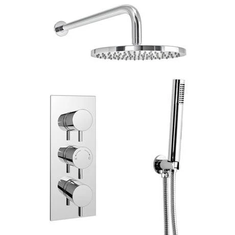 Cruze Round Triple Thermostatic Valve with Round Shower Head + Handset 4 Cruze Round Triple Thermostatic Valve with Round Shower Head + Handset - Image 2