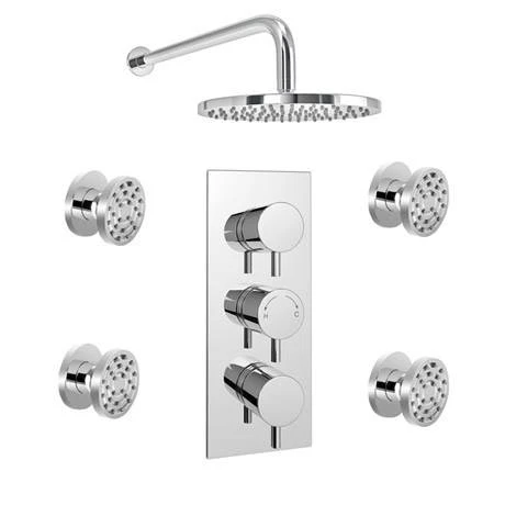Cruze Triple Concealed Shower Valve with Fixed Shower Head + 4 Body Jets 6 Cruze Triple Concealed Shower Valve with Fixed Shower Head + 4 Body Jets - Image 4