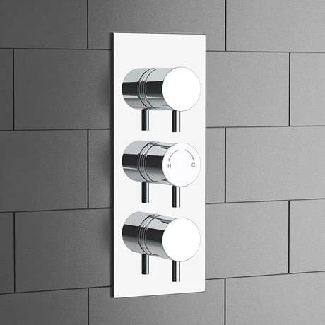 Cruze Triple Round Concealed Thermostatic Shower Valve with Diverter - Chrome 4 Cruze Triple Round Concealed Thermostatic Shower Valve with Diverter - Chrome - Image 2
