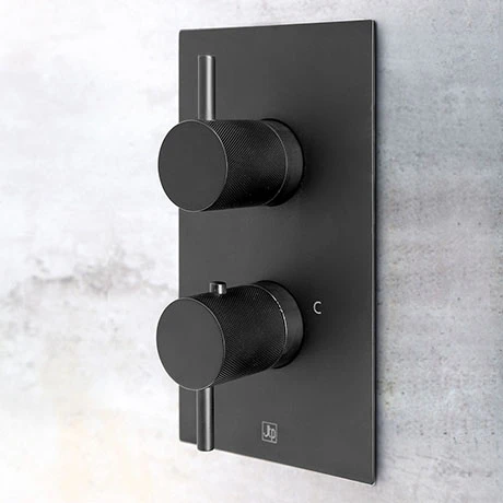 JTP Vos Matt Black Single Outlet Thermostatic Concealed Shower Valve with Designer Handles 3 JTP Vos Matt Black Single Outlet Thermostatic Concealed Shower Valve with Designer Handles