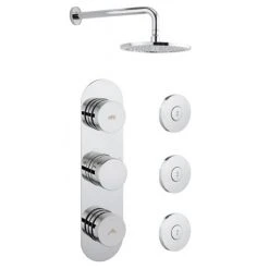 Crosswater - Dial Central 2 Control Shower Valve with 3 Body Jets, Fixed Head & Arm