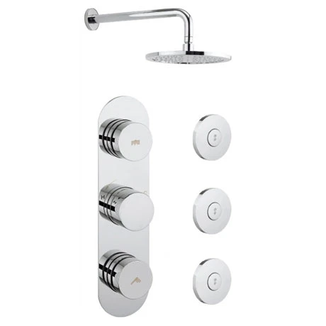 Crosswater - Dial Central 2 Control Shower Valve with 3 Body Jets, Fixed Head & Arm 3 Crosswater - Dial Central 2 Control Shower Valve with 3 Body Jets, Fixed Head & Arm