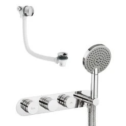 Crosswater - Dial Central 2 Control Bath Valve with 3 Mode Handset and Bath Filler Waste