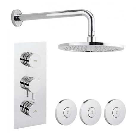 Crosswater - Dial Kai Lever 2 Control Shower Valve with 3 Body Jets, Fixed Head & Arm 3 Crosswater - Dial Kai Lever 2 Control Shower Valve with 3 Body Jets, Fixed Head & Arm