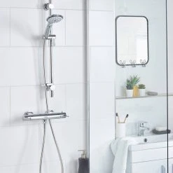 Bristan Design Utility Lever Bar Mixer with Adjustable Riser Kit & Fast Fit Wall Fixings