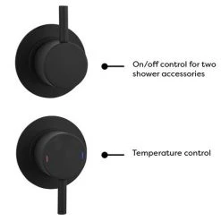 Arezzo Matt Black Concealed Individual Diverter + Thermostatic Control Shower Valve -ShowerLux Shop EG AZ 39AB n d3 460