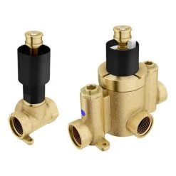 Arezzo Matt Black Concealed Individual Diverter + Thermostatic Control Shower Valve -ShowerLux Shop EG AZ 39AB d2 460