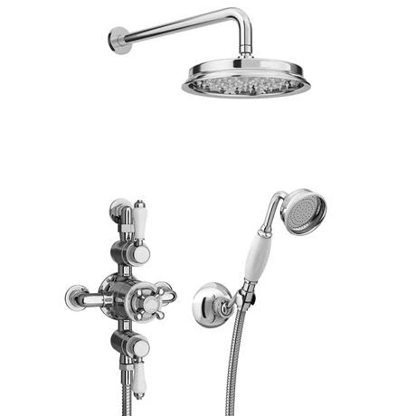 Chatsworth 1928 Triple Exposed Thermostatic Shower (inc. Valve, Elbow, Handset + Fixed Shower Head) 6 Chatsworth 1928 Triple Exposed Thermostatic Shower (inc. Valve, Elbow, Handset + Fixed Shower Head) - Image 4