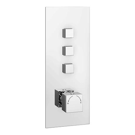 Milan Triple Modern Square Push-Button Shower Valve with 3 Outlets 3 Milan Triple Modern Square Push-Button Shower Valve with 3 Outlets