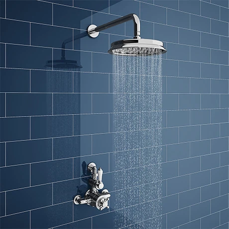 Chatsworth 1928 Twin Exposed Thermostatic Shower Pack (inc. Valve, Elbow + Fixed Shower Head) 3 Chatsworth 1928 Twin Exposed Thermostatic Shower Pack (inc. Valve, Elbow + Fixed Shower Head)