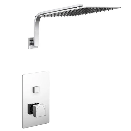 Milan Square Push-Button Concealed Shower Valve with 300x300mm Shower Head + Curved Arm 3 Milan Square Push-Button Concealed Shower Valve with 300x300mm Shower Head + Curved Arm
