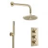 Crosswater MPRO Brushed Brass 2 Outlet 3-Handle Shower Bundle -ShowerLux Shop GTLPRO2000F P