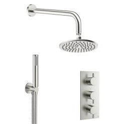 Crosswater MPRO Brushed Stainless Steel Effect 2 Outlet 3-Handle Shower Bundle