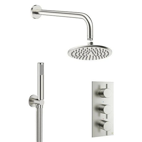 Crosswater MPRO Brushed Stainless Steel Effect 2 Outlet 3-Handle Shower Bundle 3 Crosswater MPRO Brushed Stainless Steel Effect 2 Outlet 3-Handle Shower Bundle