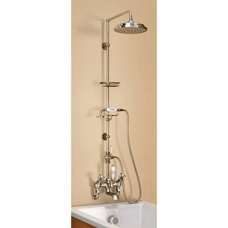 Burlington Birkenhead Wall Mounted Angled Bath Shower Mixer w Riser, 9" Rose & Soap Basket 3 Burlington Birkenhead Wall Mounted Angled Bath Shower Mixer w Riser, 9" Rose & Soap Basket