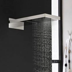 Milan Square Triple Valve with Diverter, Fixed Water Blade Shower Head + 6 Body Jets 9 Milan Square Triple Valve with Diverter, Fixed Water Blade Shower Head + 6 Body Jets -ShowerLux Shop HEAD48 D1 460