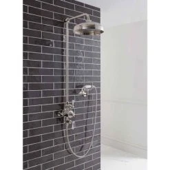 Crosswater - Belgravia Thermostatic Shower Valve with Fixed Head, Handset & Wall Cradle - Nickel 11 Crosswater - Belgravia Thermostatic Shower Valve with Fixed Head, Handset & Wall Cradle - Nickel -ShowerLux Shop HG CRADLEN D3 460