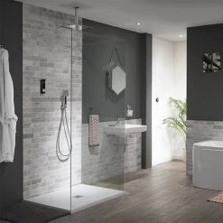 Triton HOME Digital Mixer Shower Pumped All-in-One with Square Fixed Head & Outlet Elbow Handset Holder (Low Pressure Gravity) -ShowerLux Shop HOMDMCHHSQM D1 460