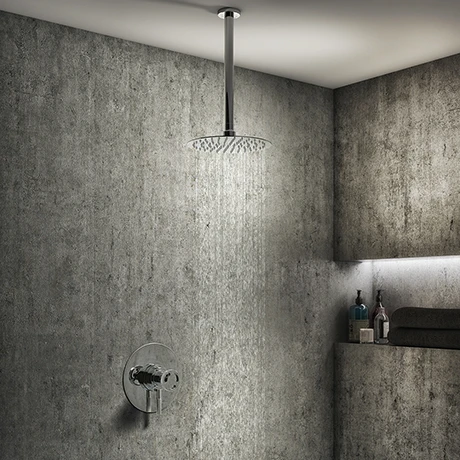 Arezzo Chrome Industrial Style Shower System with Dual Concealed Valve + Ceiling Mounted Head 3 Arezzo Chrome Industrial Style Shower System with Dual Concealed Valve + Ceiling Mounted Head