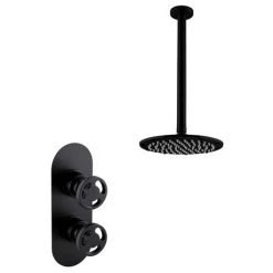 Arezzo Matt Black Industrial Style Shower System with Concealed Valve + Ceiling Mounted Head 13 Arezzo Matt Black Industrial Style Shower System with Concealed Valve + Ceiling Mounted Head -ShowerLux Shop IS3MBPK d5 460