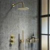 Arezzo Brushed Brass Industrial Style Shower System with Concealed Valve, Head + Handset 2 Arezzo Brushed Brass Industrial Style Shower System with Concealed Valve, Head + Handset -ShowerLux Shop IS4BBPK n p