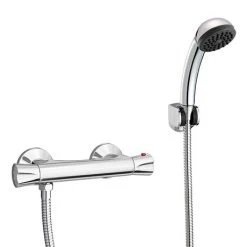 Naples Contemporary Thermostatic Shower Bar Valve + Shower Kit