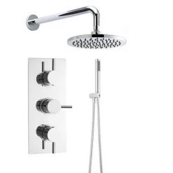 Hudson Reed Quest Triple Thermostatic Valve with Round Shower Head + Handset
