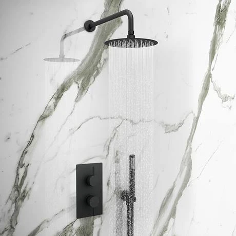 Arezzo Round Modern Twin Concealed Shower Valve with Diverter - Matt Black 5 Arezzo Round Modern Twin Concealed Shower Valve with Diverter - Matt Black - Image 3