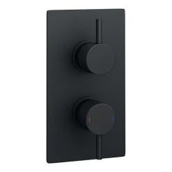 Arezzo Round Modern Twin Concealed Shower Valve with Diverter - Matt Black