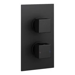 Arezzo Square Modern Twin Concealed Shower Valve with Diverter - Matt Black