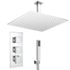 Milan Shower Package (inc. 400x400mm Square Rainfall Shower Head + Wall Mounted Handset)