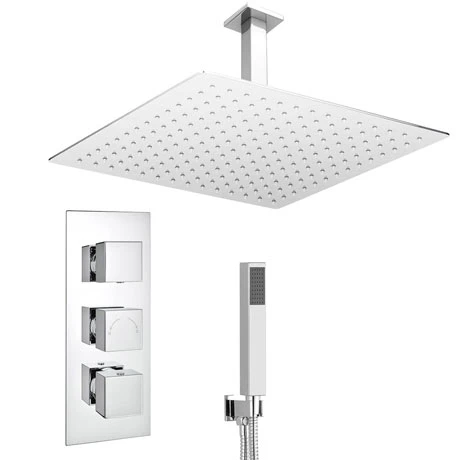 Milan Shower Package (inc. 400x400mm Square Rainfall Shower Head + Wall Mounted Handset) 3 Milan Shower Package (inc. 400x400mm Square Rainfall Shower Head + Wall Mounted Handset)