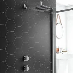 Milan Square Concealed Individual Stop Tap + Thermostatic Control Valve with 300mm Shower Head