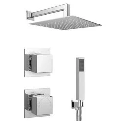 Milan Square Concealed Individual Diverter + Thermostatic Control Valve with Handset + 300mm Shower Head 10 Milan Square Concealed Individual Diverter + Thermostatic Control Valve with Handset + 300mm Shower Head -ShowerLux Shop MIL ISV PK2 nwd1 460