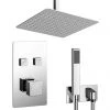 Milan Square Push-Button Ceiling Mounted Shower Pack (with Handset + Rainfall Shower Head) -ShowerLux Shop MIL PB PK3 p