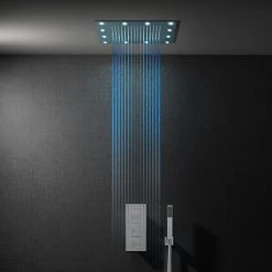 Milan 400mm LED Square Shower Package with Concealed Valve + Handset