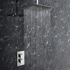 Milan Twin Concealed Shower Valve inc. Ultra Thin 300 x 300mm Head + Vertical Arm