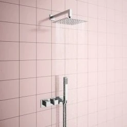 Milan Square Wall Mounted Thermostatic Shower Valve with Handset 7 Milan Square Wall Mounted Thermostatic Shower Valve with Handset -ShowerLux Shop MILSVH d3 460